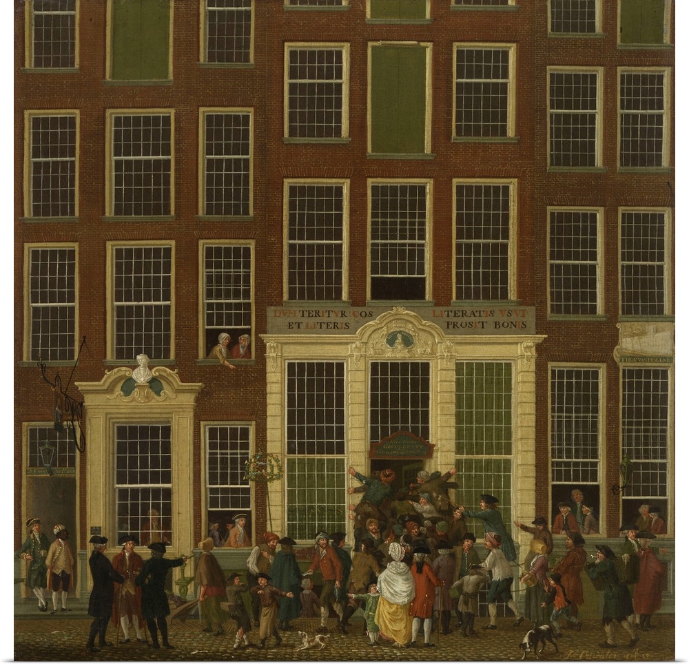 The Bookshop and Lottery Agency of Jan de Groot in the Kalverstraat in Amsterdam, by Isaac Ouwater, 1779, Dutch painting, ...