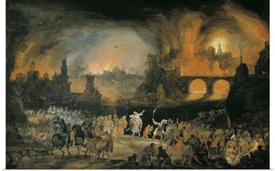 The Burning of Troy. (1570-1607) Pieter Schoubroeck