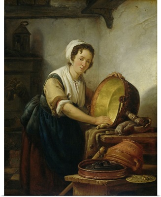 The Caldron Scrubber, by Abraham van Strij 1st, c. 1808-10. Dutch painting, oil on panel