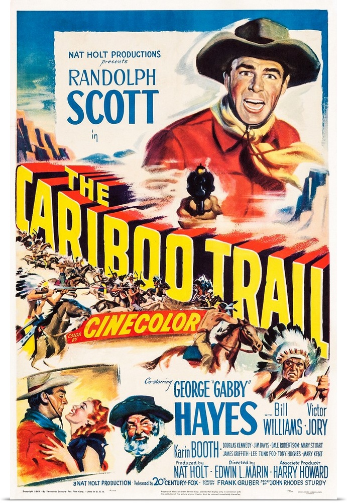 The Cariboo Trail, US Poster Art, Top: Randolph Scott; Bottom From Left: Randolph Scott, Karin Booth, George 'Gabby' Hayes...