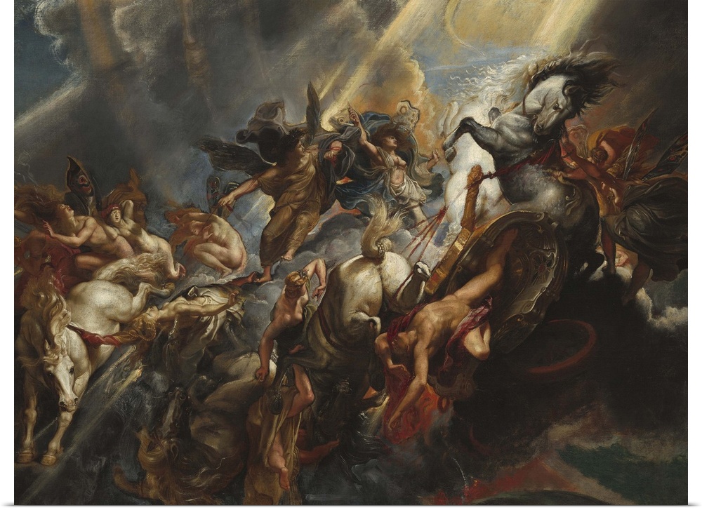 The Fall of Phaeton, by Peter Paul Rubens, 1605-06, Flemish painting, oil on canvas. Phaeton, wrecks Apollo's Sun Chariot,...