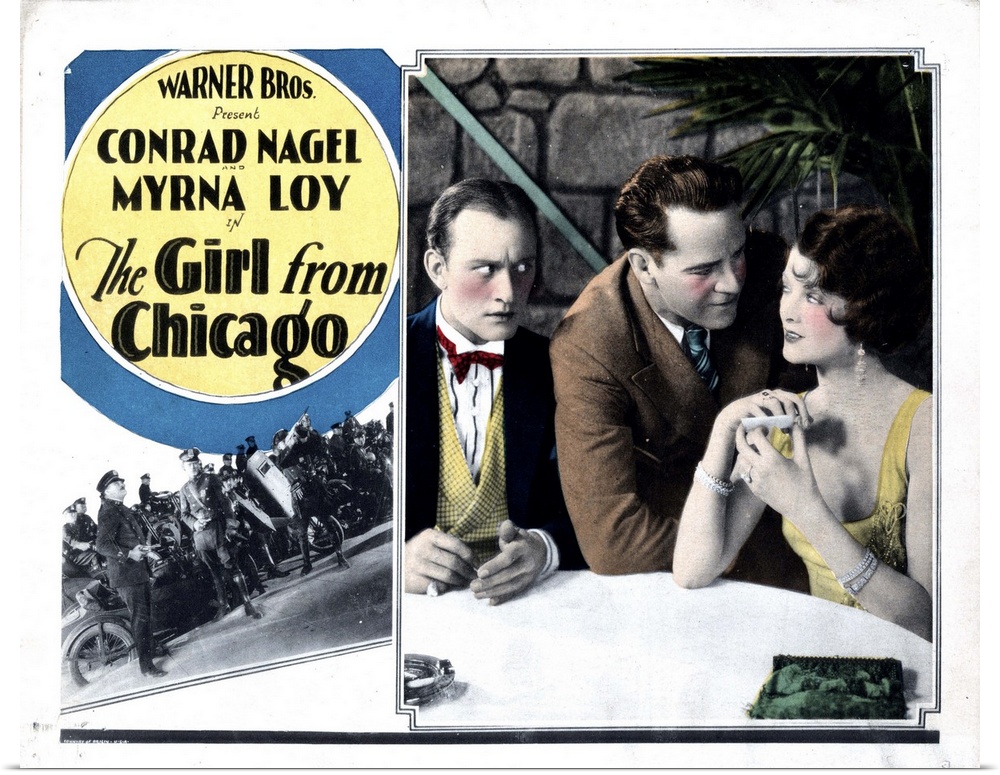 The Girl From Chicago, From Left, Conrad Nagel, William Russell, Myrna Loy, 1927.