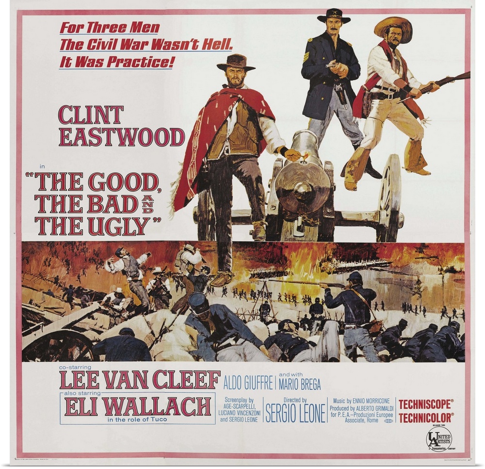 The Good, The Bad, And The Ugly, L-R: Clint Eastwood, Lee Van Cleef, Eli Wallach On Poster Art, 1965.