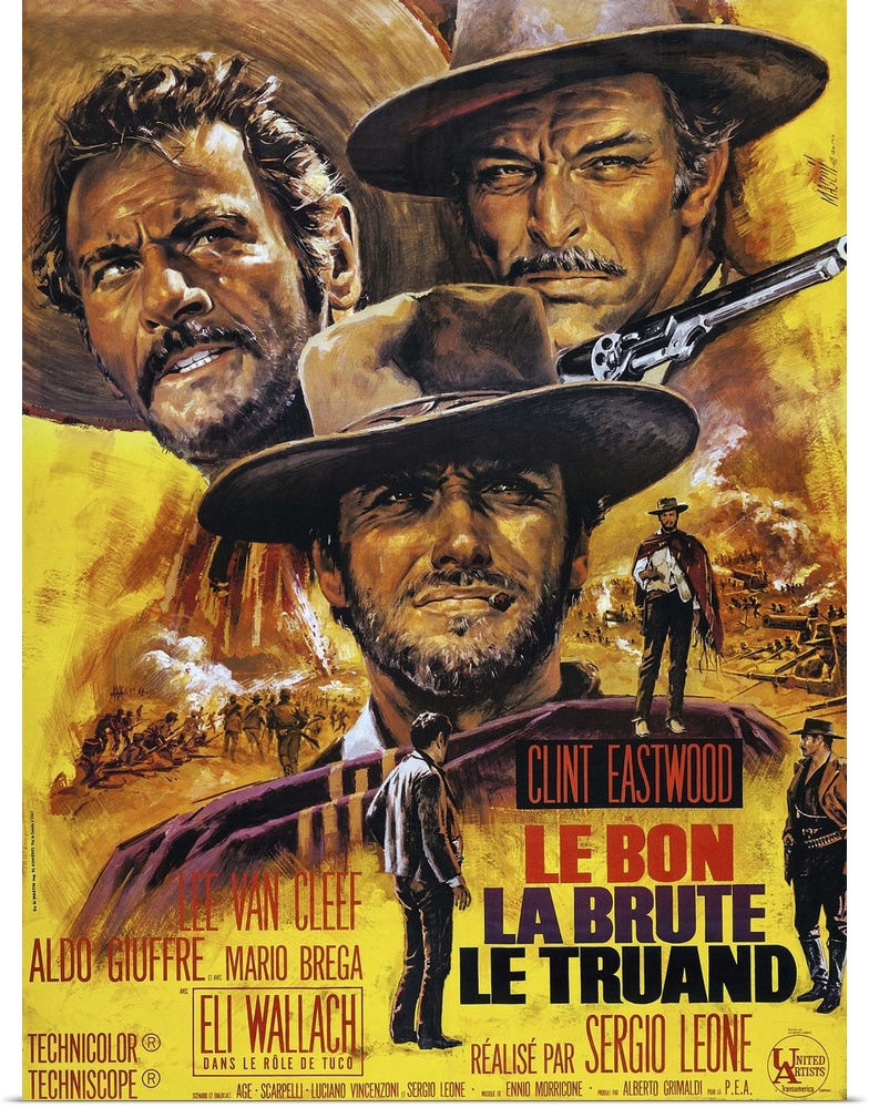 Retro poster artwork for the film The Good The Bad The Ugly.