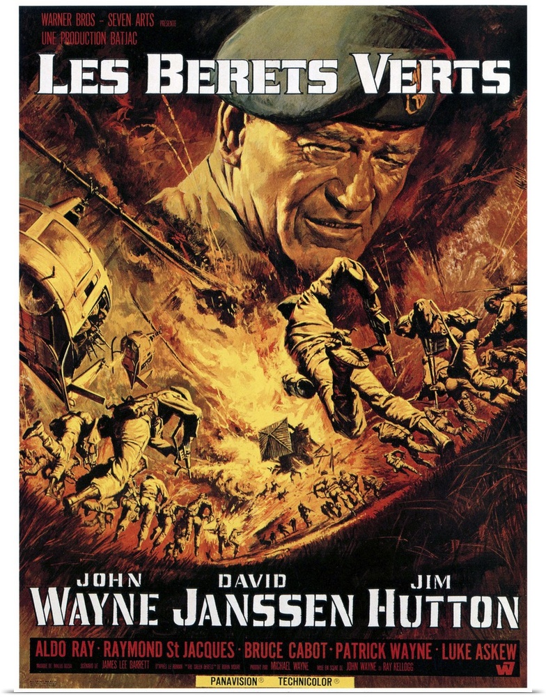 The Green Berets (aka Les Berets Verts), John Wayne Featured On German Poster Art, 1968.