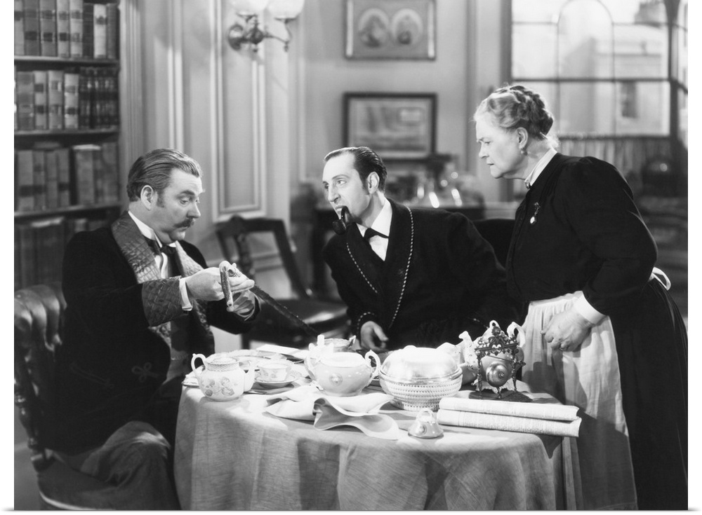 The Hound Of The Baskervilles, From Left, Nigel Bruce, Basil Rathbone, Mary Gordon, 1939.