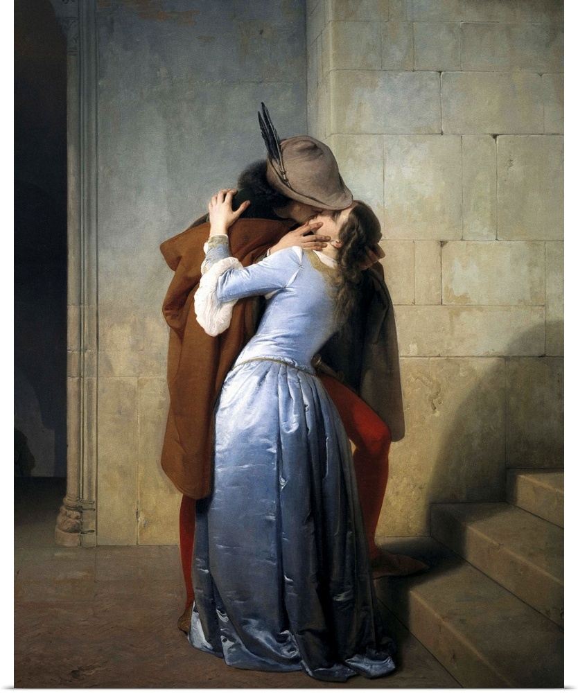 HAYEZ, Francesco (1791-1882). The kiss. 1859. Romanticism. Oil on canvas. ITALY. Milan. Pinacotheca of Brera. -