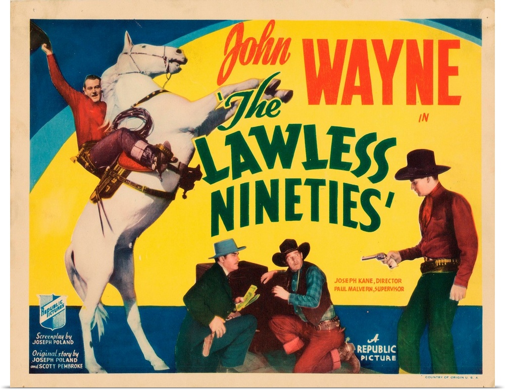 The Lawless Nineties, Lobbycard, From Top, John Wayne, Harry Woods, Al Bridge, John Wayne, 1936.