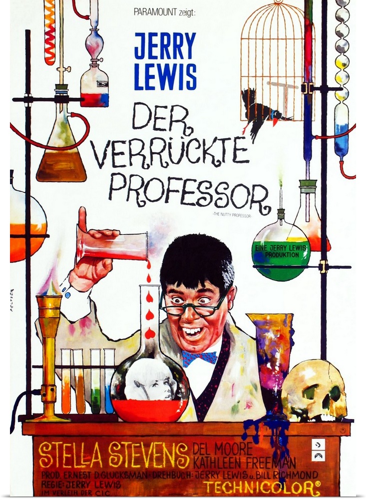 The Nutty Professor, Jerry Lewis (As The Professor), Stella Stevens (In The Bottle) On German Poster Art, 1963.