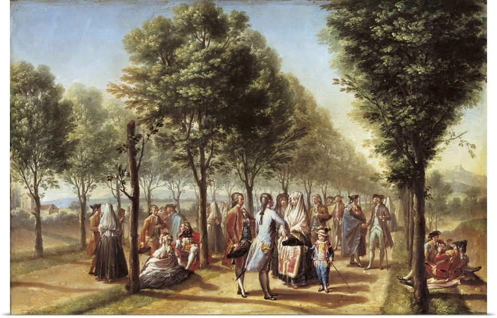 BAYEU Y SUBIAS, Francisco (1734-1795). The Paseo de las Delicias in Madrid. 1785. Made for a tapestry. Neoclassicism. Oil ...