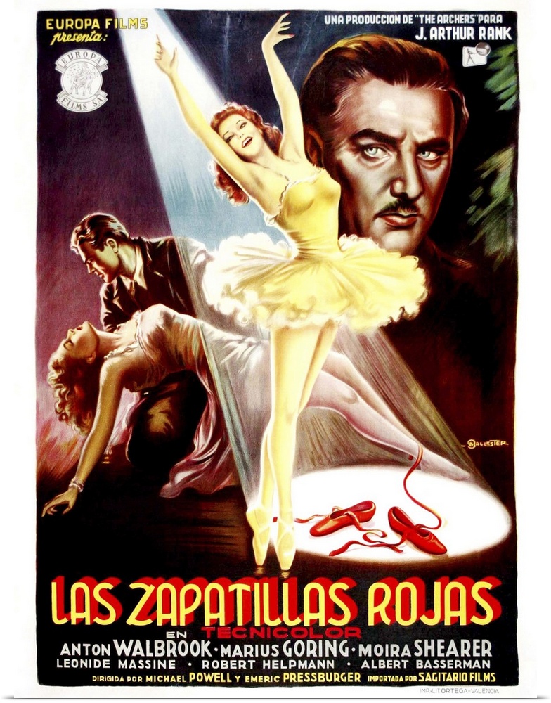 The Red Shoes, (aka Las Zapatillas Rojas), Poster Art From Spain, From Lower Left: Moira Shearer, Marius Goring, Moira She...