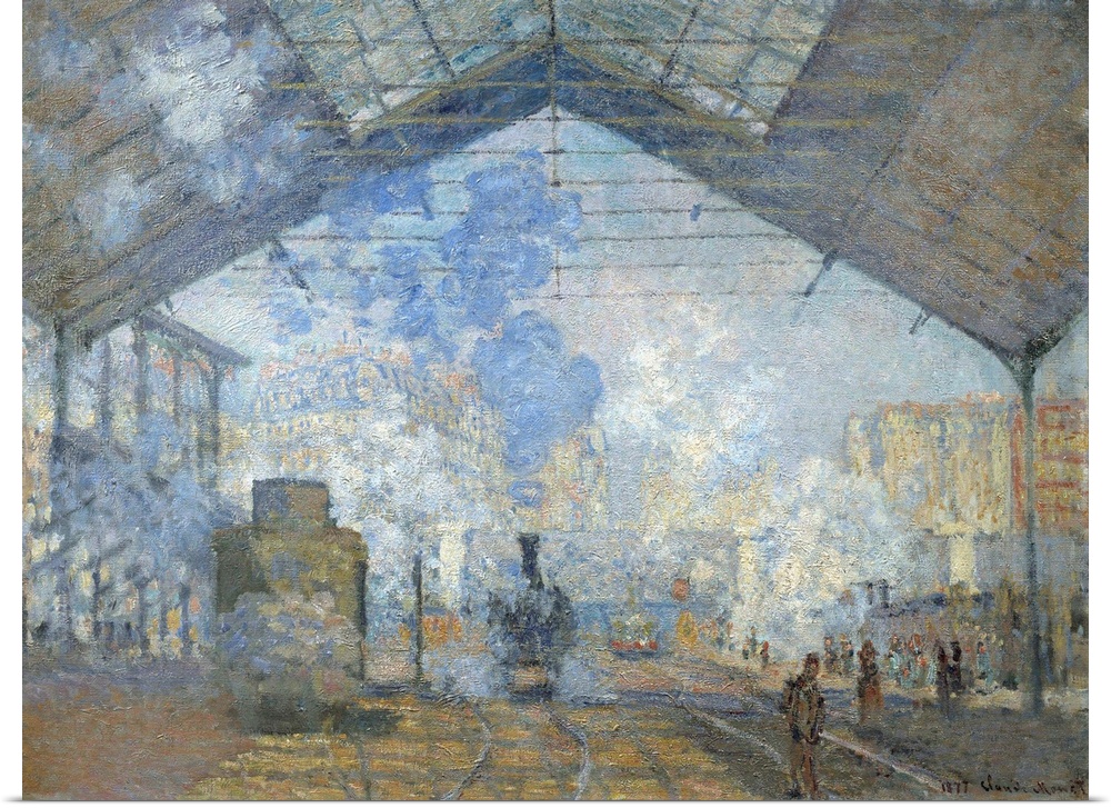 Claude Monet, French School. The Saint-Lazare Station, 1877. Oil on canvas, 0.75 x 1.04 m. Paris, musee d'Orsay. Monet Cla...