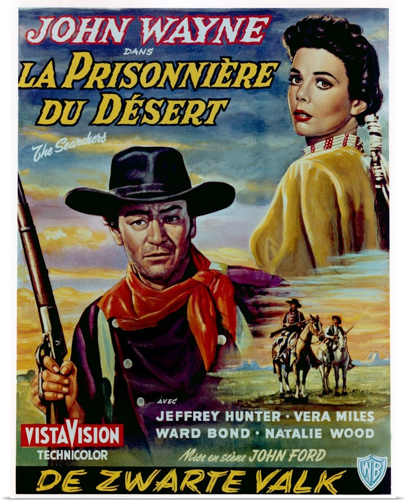 The Searchers, (aka La Prisonniere Du Desert), Top From Left On Belgian Poster Art: John Wayne, Natalie Wood, Bottom Right...