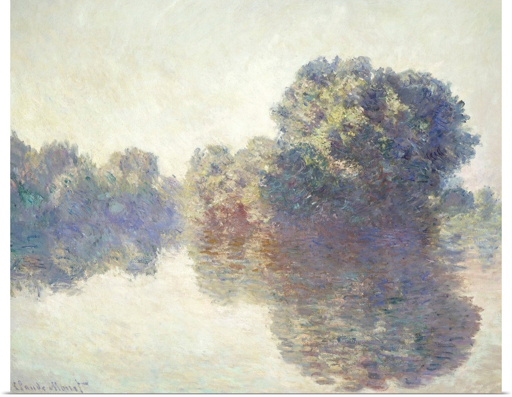 The Seine at Giverny, by Claude Monet, 1897, French impressionist painting, oil on canvas. In 1896, Monet set up a studio ...