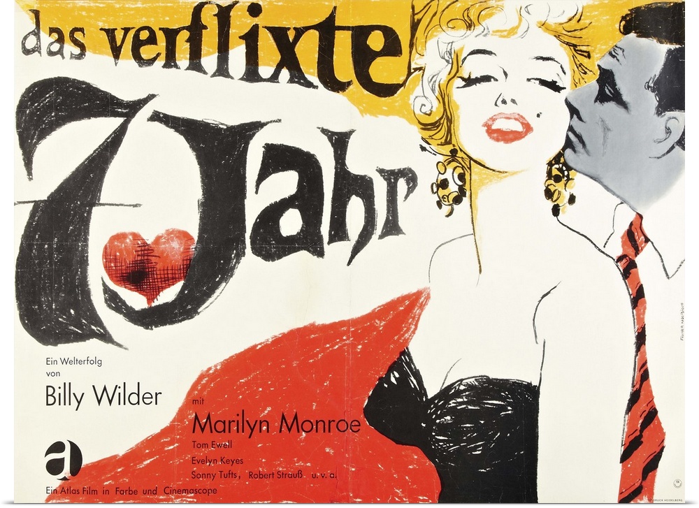 The Seven Year Itch, (aka Das Verflixte 7. Jahr), L-R: Marilyn Monroe, Tom Ewell On German Poster Art, 1955.
