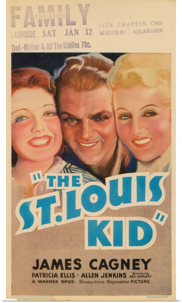The St. Louis Kid, Window Card, From Left: Dorothy Dare, James Cagney, Patricia Ellis, 1934.