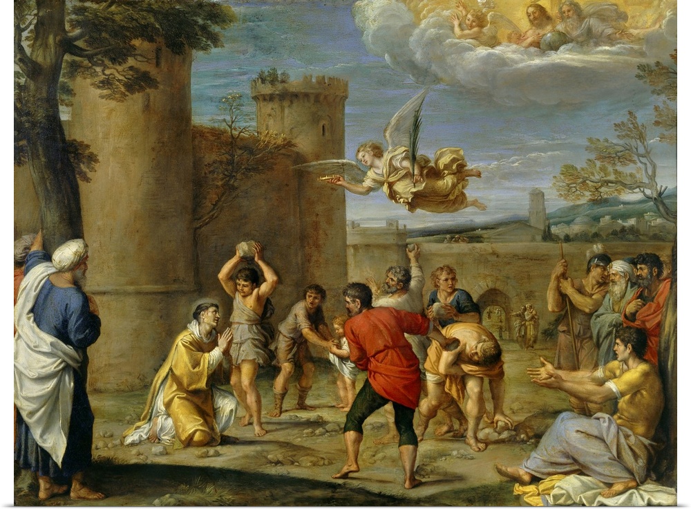2879 , Annibale Carracci (1560-1609), Italian School. The Stoning of Stephen. Oil on copper, 0.42 x 0.54 m. Paris, musee d...