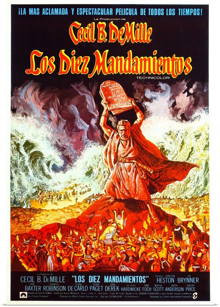 The Ten Commandments, Charlton Heston On Spanish Poster Art, 1956.
