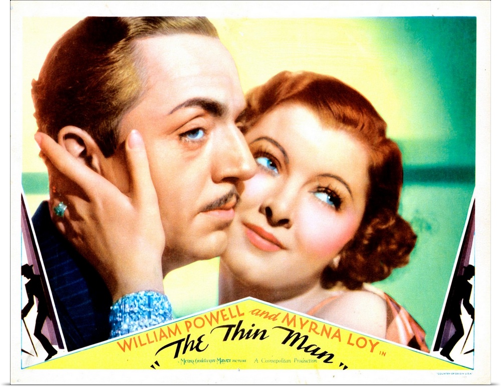 The Thin Man, US Lobbycard, From Left: William Powell, Myrna Loy, 1934.