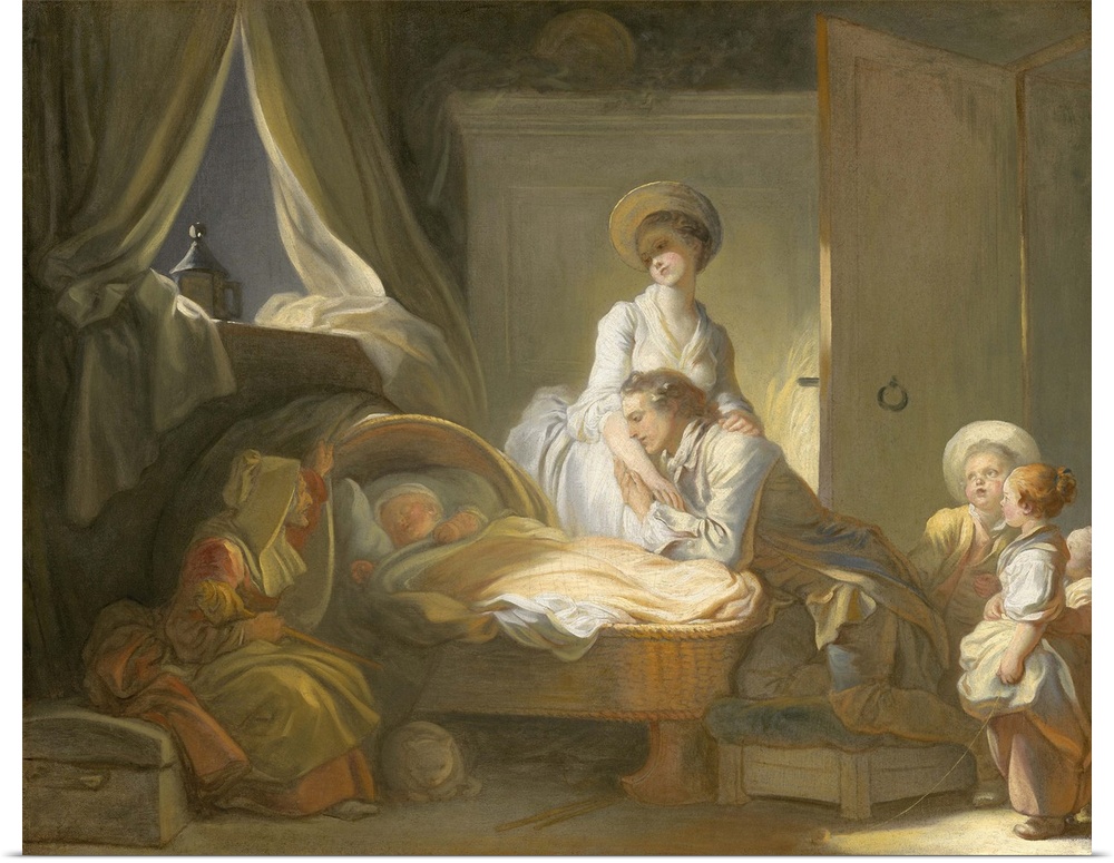 The Visit to the Nursery, by Jean-Honore Fragonard, 1775, French painting, oil on canvas. Fragonard late paintings were in...