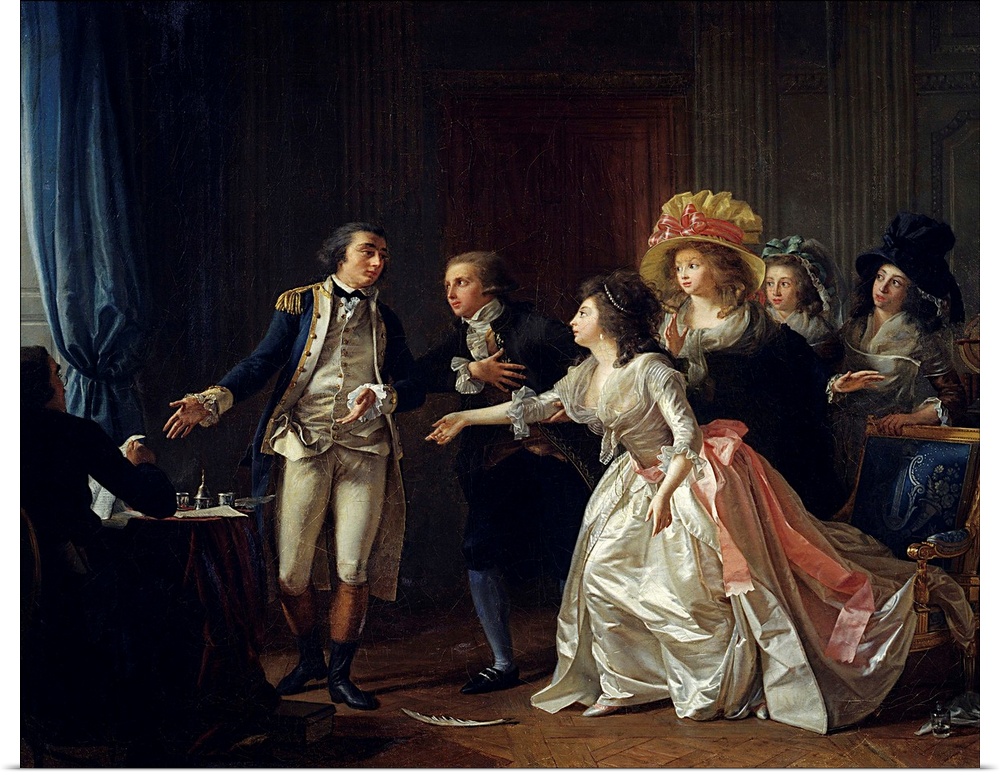 2061 , Michel Garnier (1753-1819), French School. The Wedding Contract Interrupted. 1780. Oil on canvas