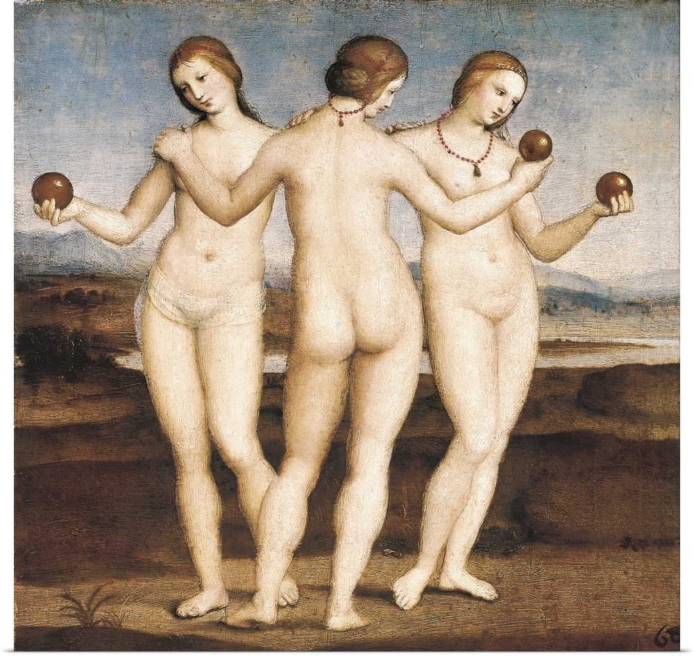 Raphael (1483-1520). The Three Graces. 1504-1505. It depicts the Charites, aka the Three Graces: Aglaea, Euphrosyne and Th...