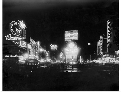 Times Square north at night, New York City, Jan. 1934