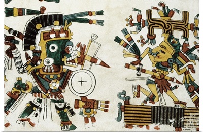 Tlazolteotl and Chalchiuhtlicue, Aztec Goddesses of Love and Water. 15th c. Codex Cospi