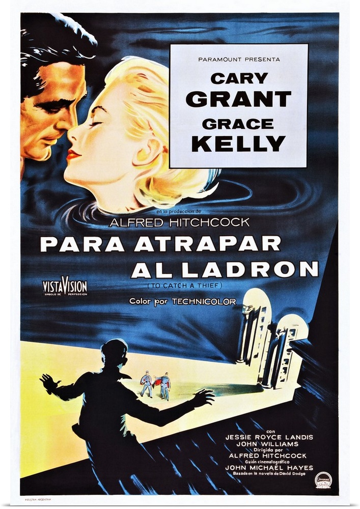 To Catch A Thief, (aka Para Atrapar Al Ladron), Top L-R: Cary Grant, Grace Kelly On Spanish Poster Art, 1955.