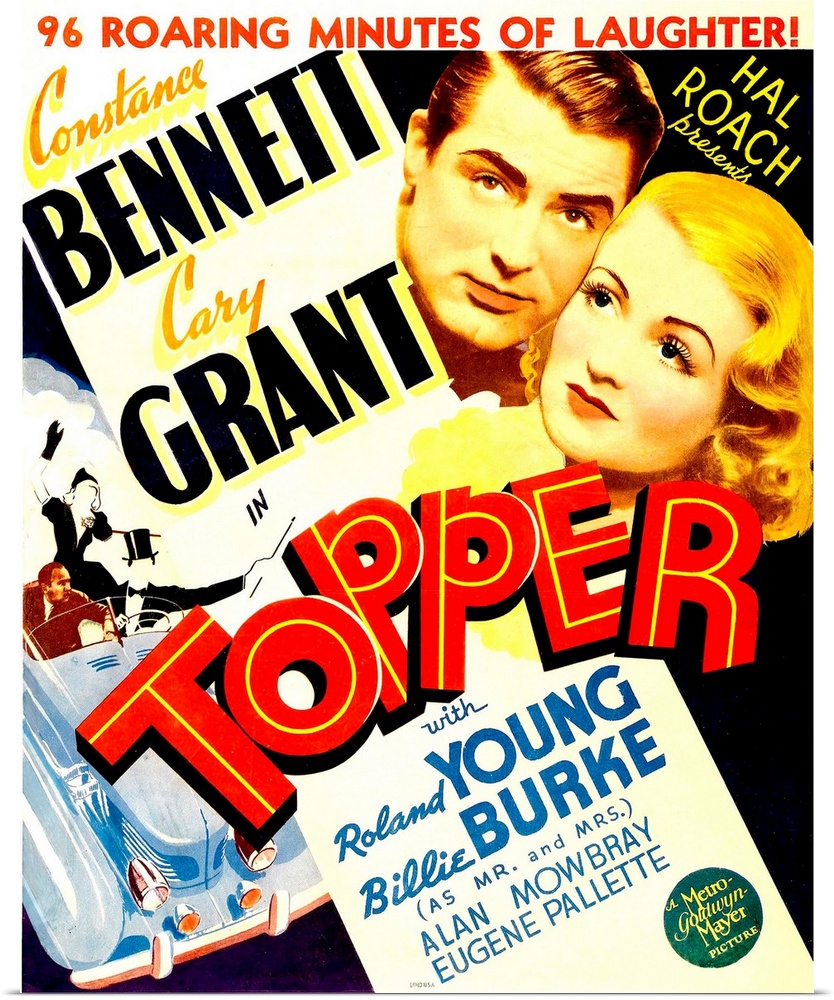 TOPPER, from left: Cary Grant, Constance Bennett on window card, 1937
