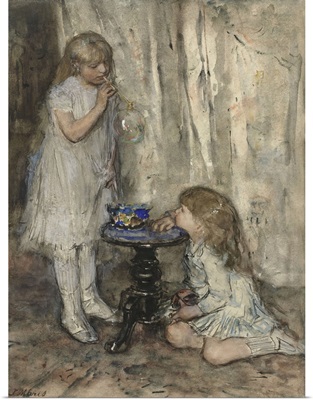 Two Girls Blowing Bubbles, by Jacob Maris, c. 1880