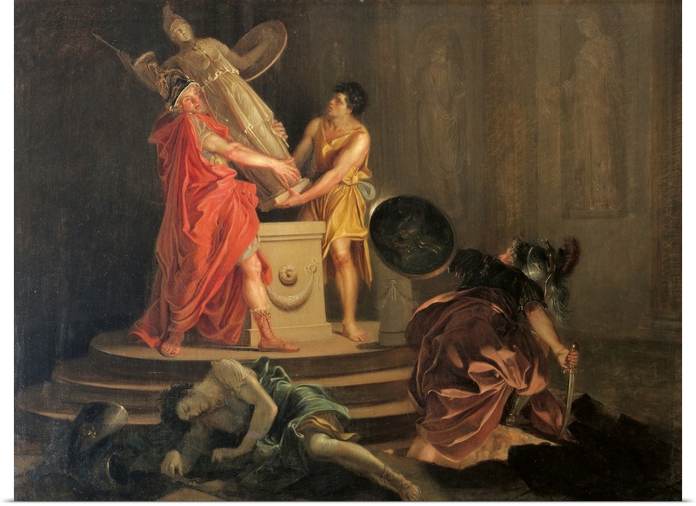 Ulysses and Diomedes Stealing the Statue of Pallas Athena, by Gaspare Landi, 1783, 18th Century, oil on canvas, cm 97 x 14...