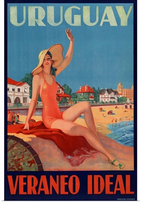 Uruguay, Veraneo Ideal. 1930's travel poster