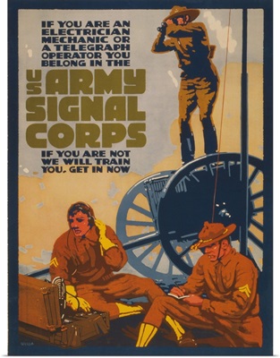 US Army Signal Corps - Vintage Propaganda Poster