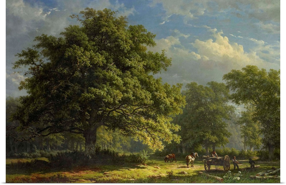 View in the Bentheim Forest, by George Andries Roth, 1870, Dutch painting, oil on canvas. Bentheim Forest in eastern Nethe...