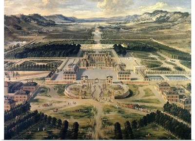 View of Castle and Gardens of Versailles, from Avenue de Paris in 1668