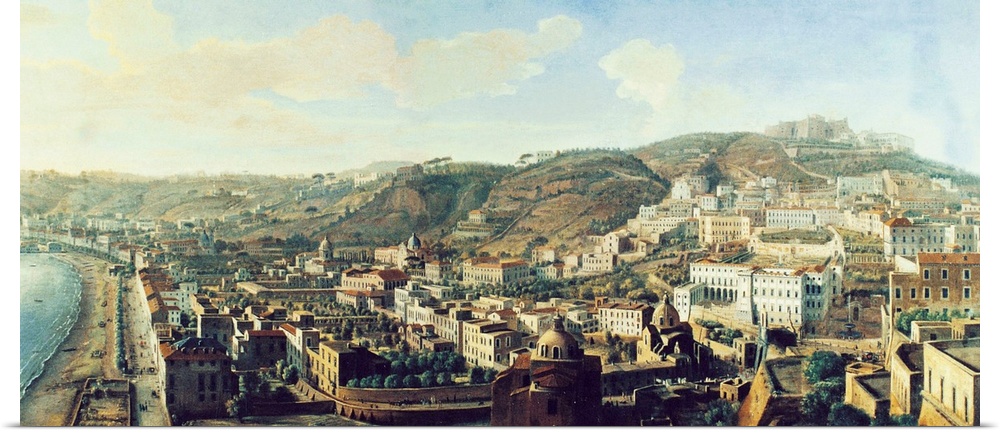 View of Naples with the District of Chiaia from Pizzofalcone (Veduta di Napoli con il borgo di Chiaia da Pizzofalcone), by...