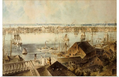 View of New York from Brooklyn Heights, John William Hill. ca. 1836