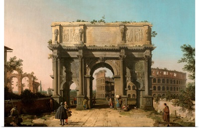 View of the Arch of Constantine with the Colosseum, Italian painting
