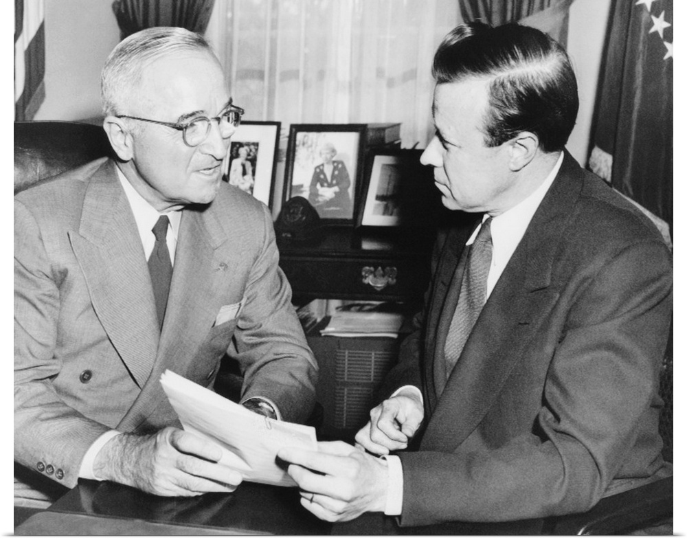 Walter Reuther, new President of the CIO, with President Harry Truman, Dec. 12, 1952. In his last month in office, Truman ...
