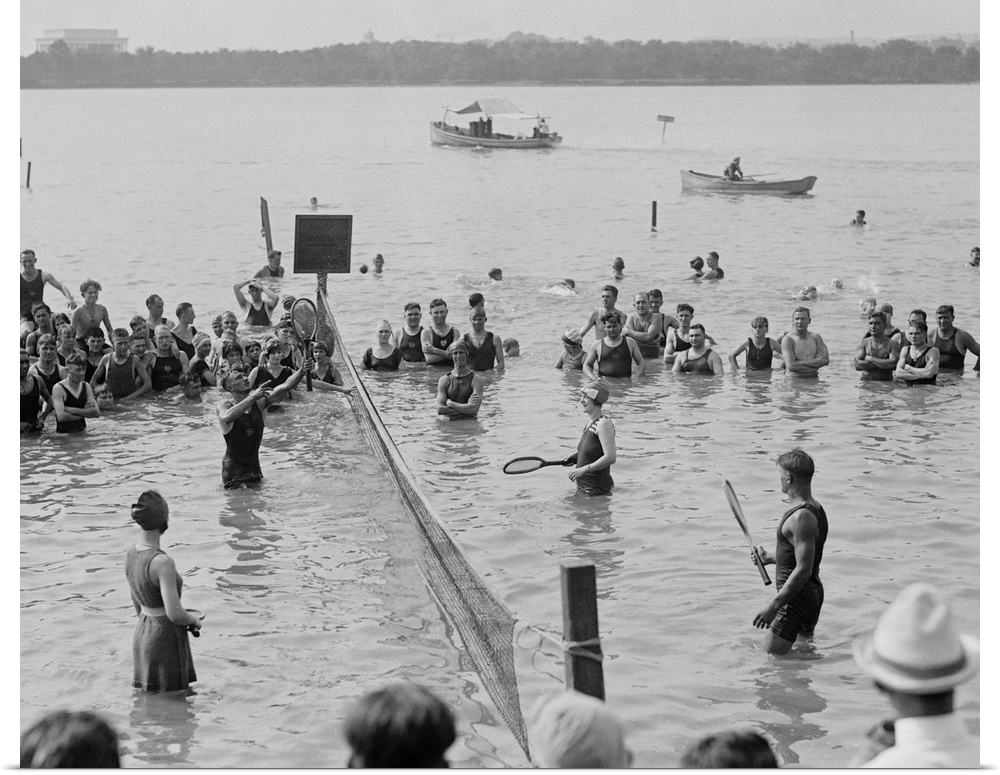 Water tennis match at the Tidal Basin in Washington, D.C., Aug. 12, 1921.