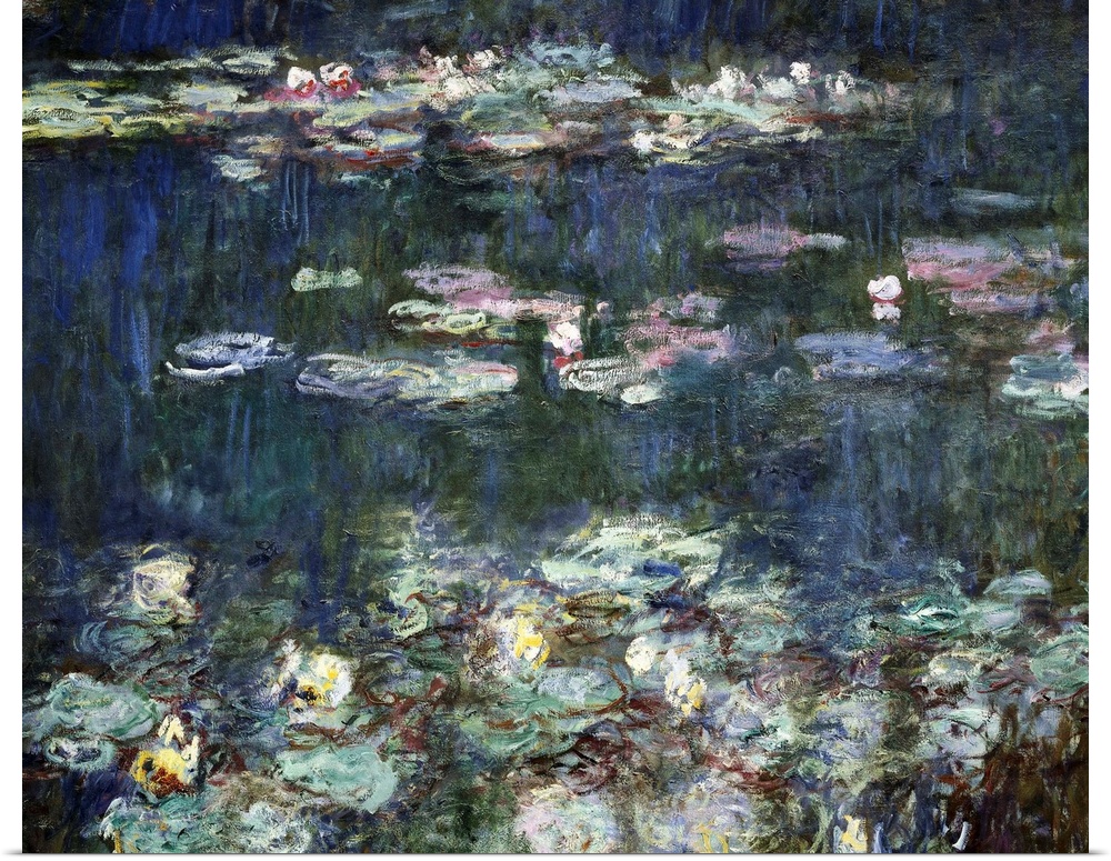 MONET, Claude (1840-1926). Waterlilies: Green Reflections. 1914 - 1918. Diptych's right detail. Impressionism. Oil on canv...