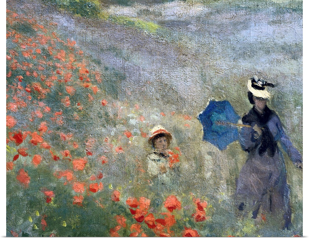 MONET, Claude (1840-1926). Wild Poppies. 1873. Surroundings of Argenteuil. Right lower detail of the work. Impressionism. ...