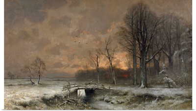 Winter Scene with the Sun Setting Behind Trees, Louis Apol, c. 1890-20