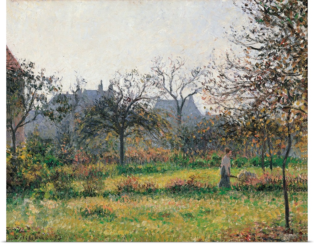 Woman in an Orchard, Autumn Morning, Garden at Eragny, by Camille Pissarro, 1897 about, 19th Century, oil on canvas, cm 54...