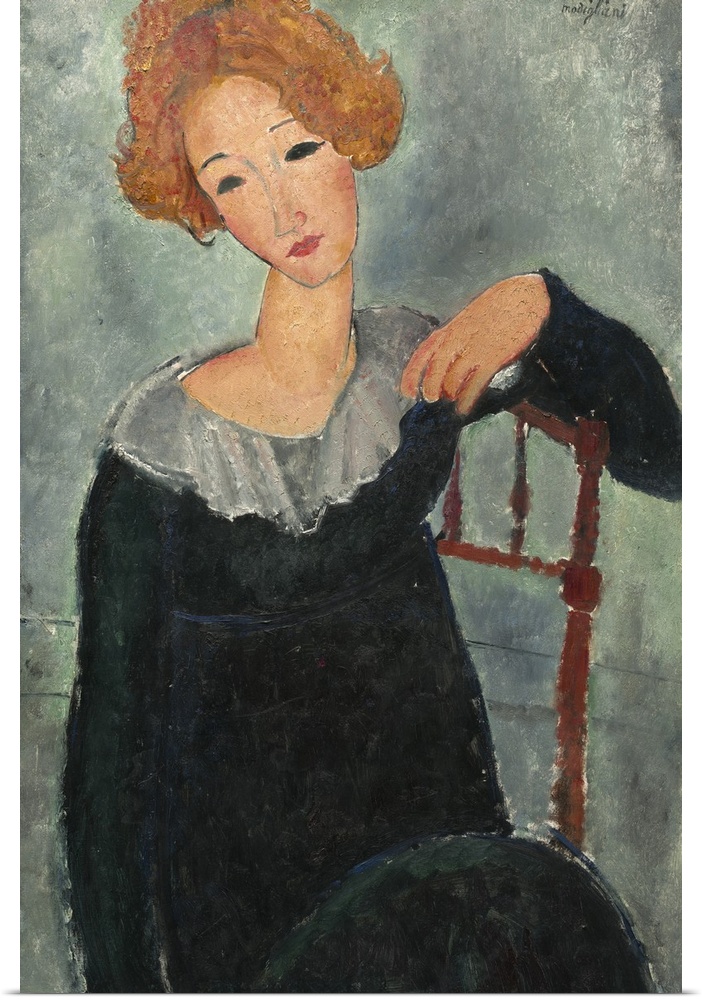 Woman with Red Hair, by Amedeo Modigliani, 1917, Italian painting, oil on canvas. This is one of several 1917 portraits, p...