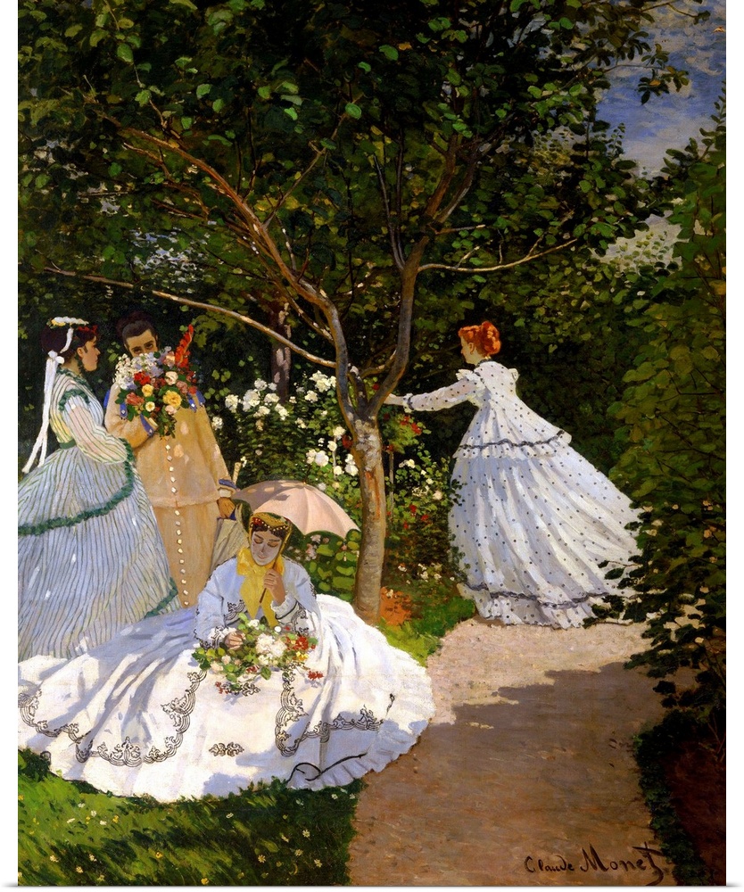 Claude Monet, French School. Women in the Garden at Ville d'Avray. Oil on canvas, 2.55 x 2.05 m. Paris, musee d'Orsay. c71...