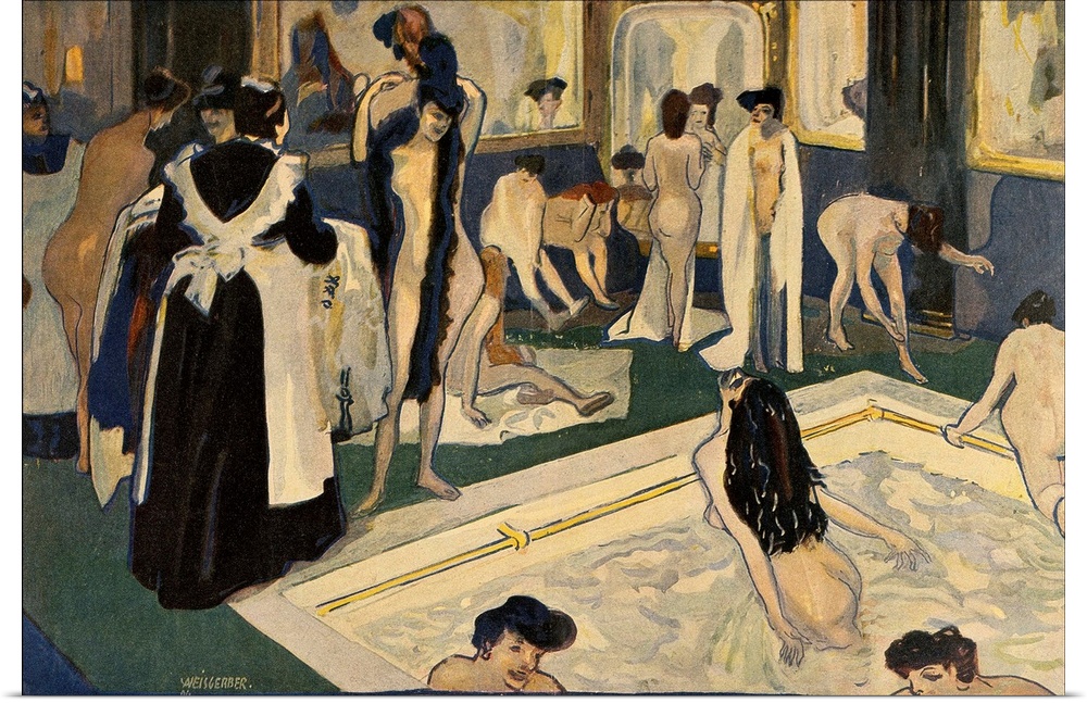 Albert Weisgerber (1878-1915) German School. Bathroom in Paris. Paris Arts Decoratifs.