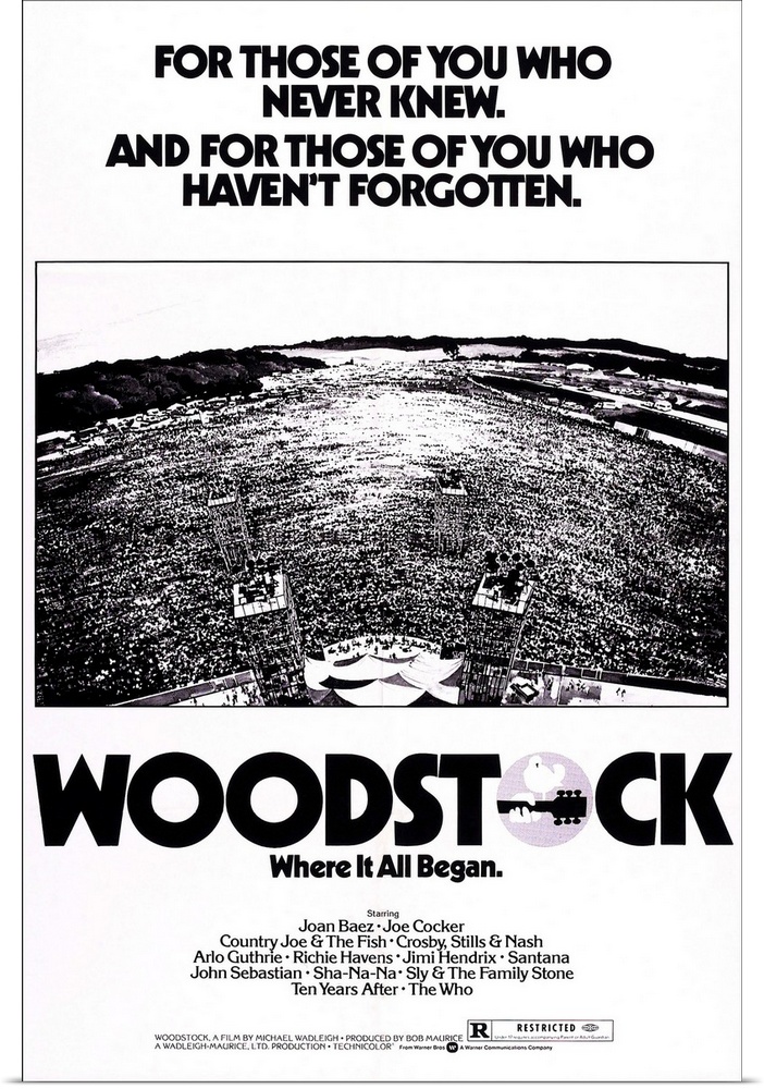 WOODSTOCK, 1976 re-release poster art, 1970.