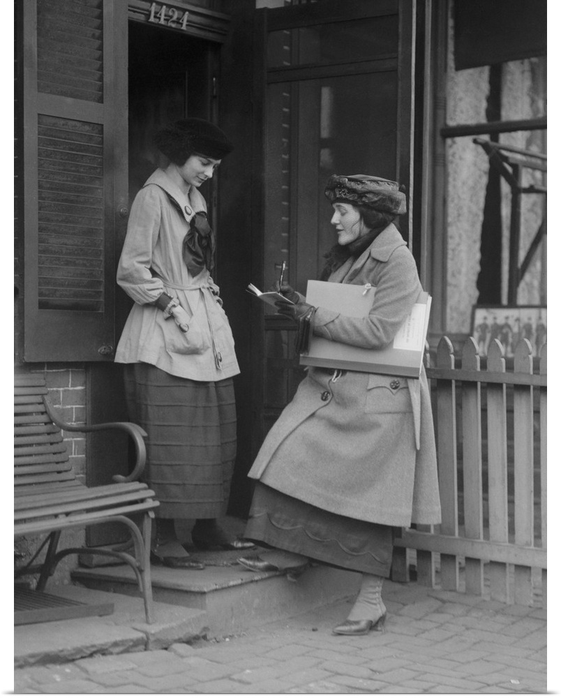 Young women working as a U.S. Census taker in 1920. Washington, D.C., vicinity.